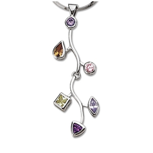 Multi-colour Cubic Zirconia Vine Pendant